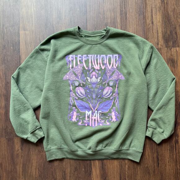 Fleetwood Mac Graphic Sweatshirt Green Purple Band Merch M/L - Picture 1 of 5